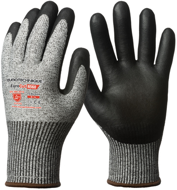 1CRLG10 Manusa EUROCUT 5 gri, rezistenta la taiere, pe palma nitril negru 10 Euro Protection