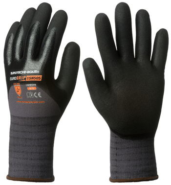 1NIBG09 Manusa EUROGRIP 3/4 imersat pe spate in nitril+ strat SANDY+strat CSB 9 Euro Protection